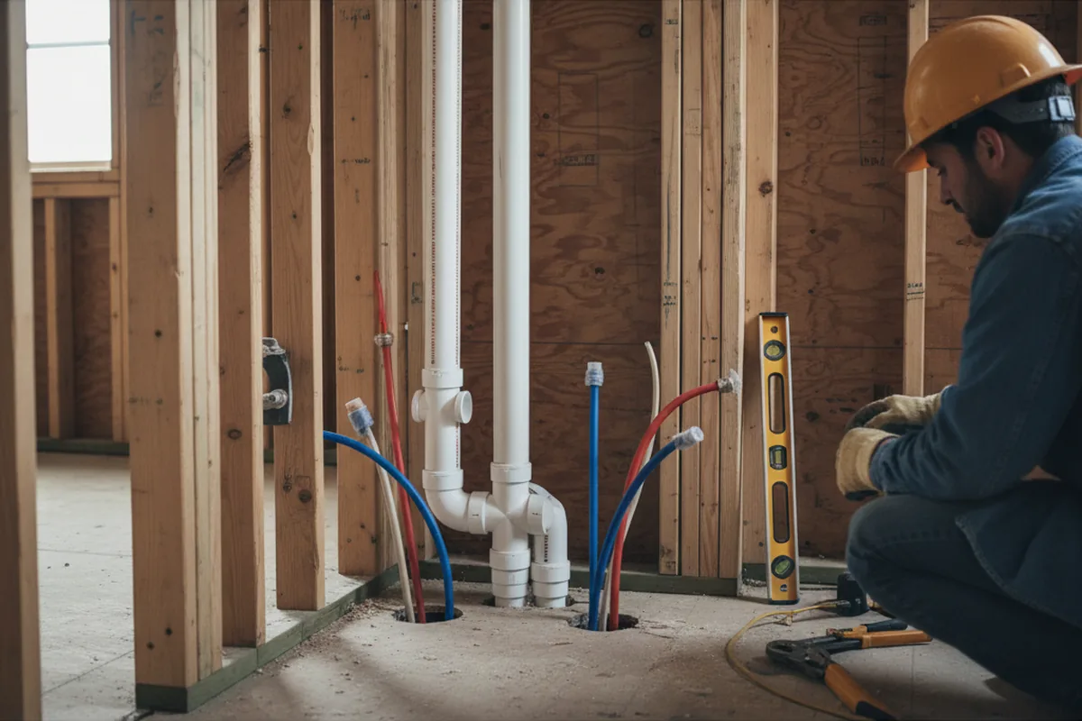Drain and supply rough-in during Drain Cleaning in Felton