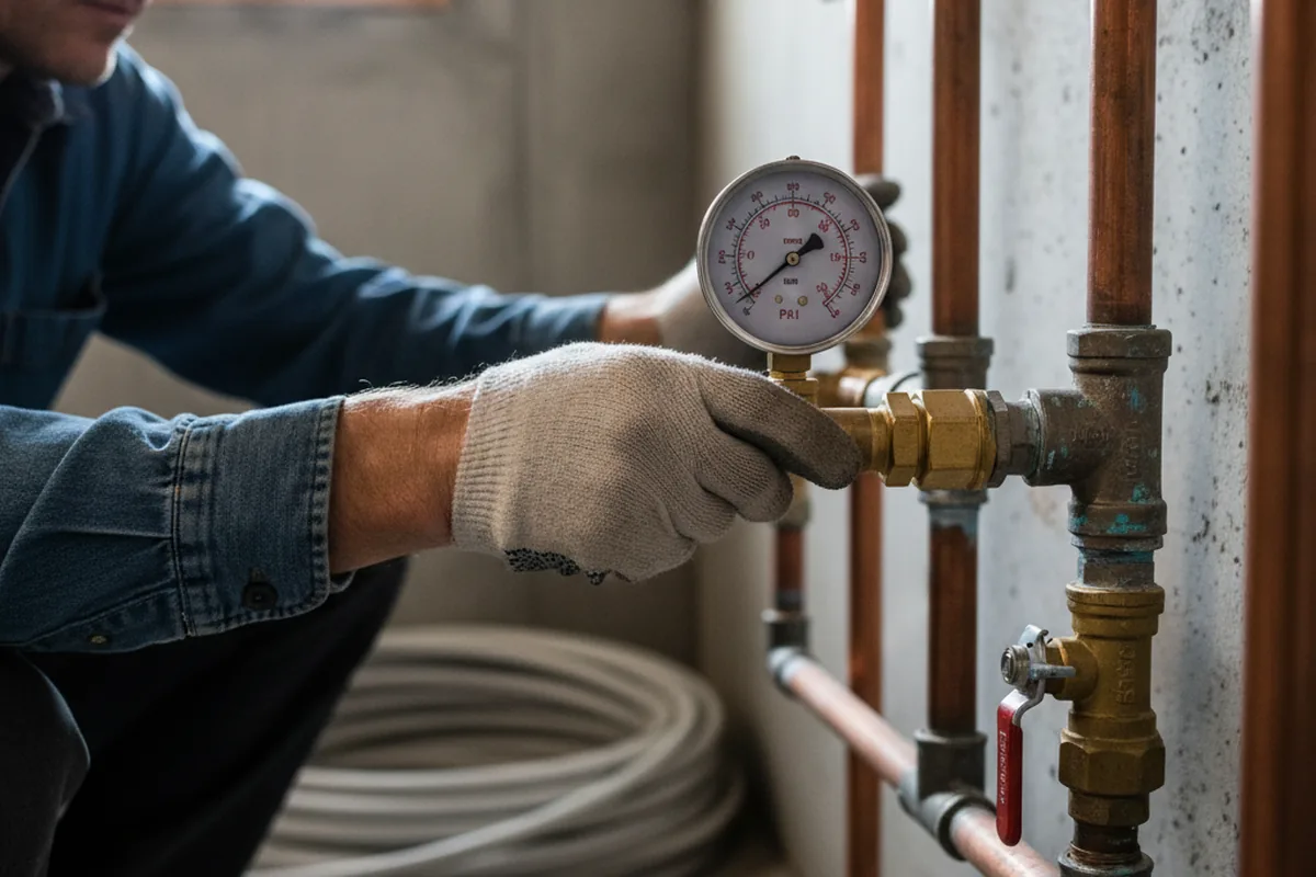 Pressure testing a repaired line during Water Line Repair in Felton
